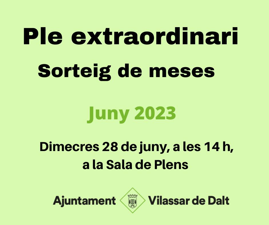 Ple extraordinari. Sorteig de meses