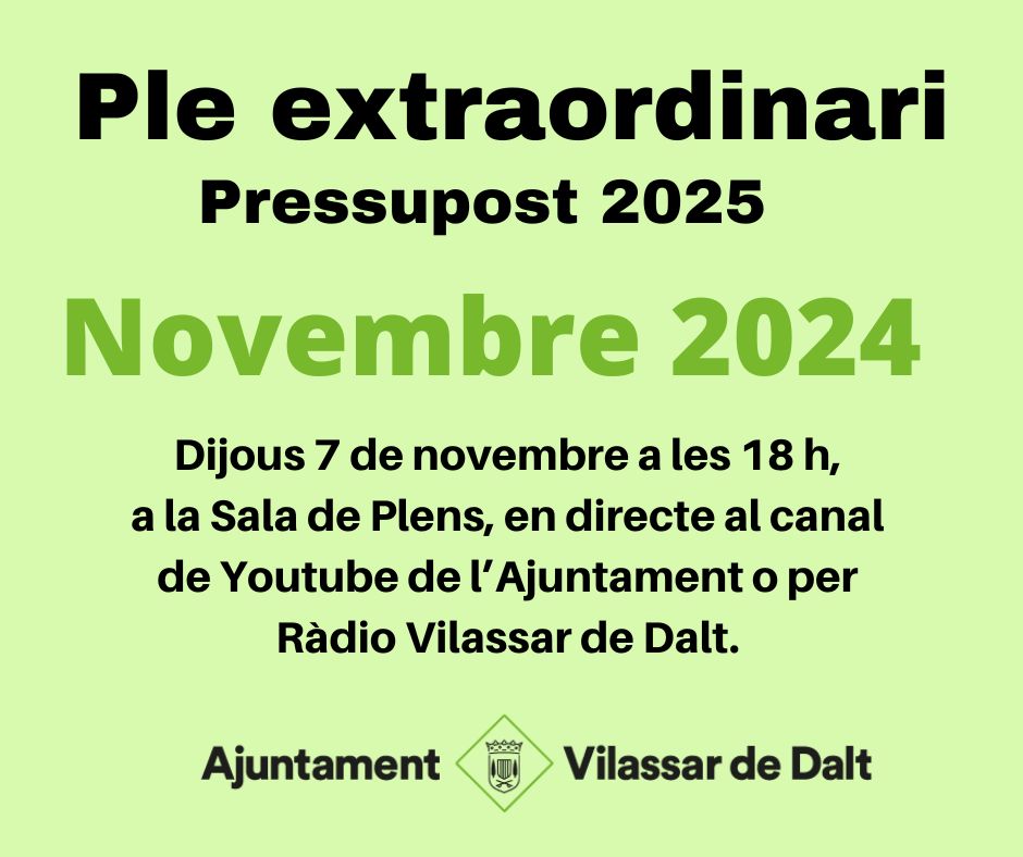 Ple extraordinari del mes de novembre 