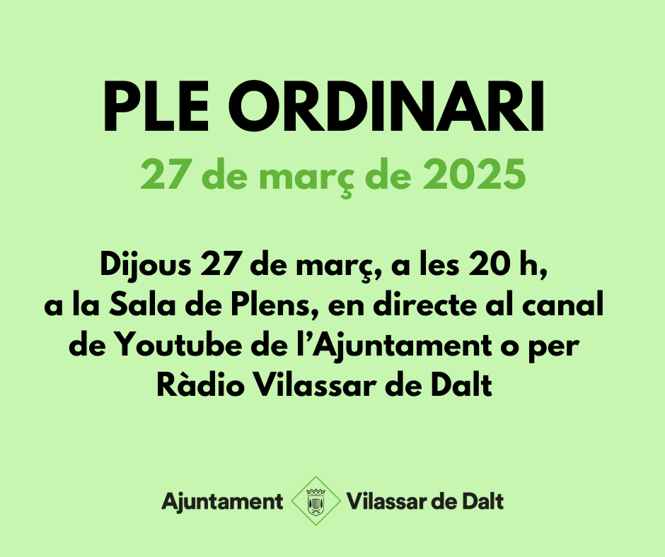 Ple ordinari del mes de març de 2025