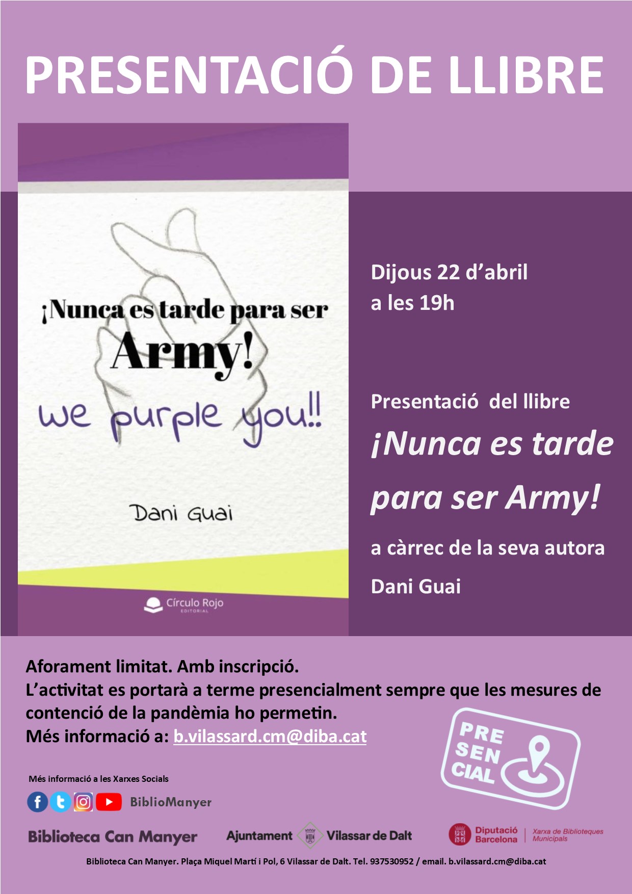 Presentació del llibre: ¡Nunca es tarde para ser Army!