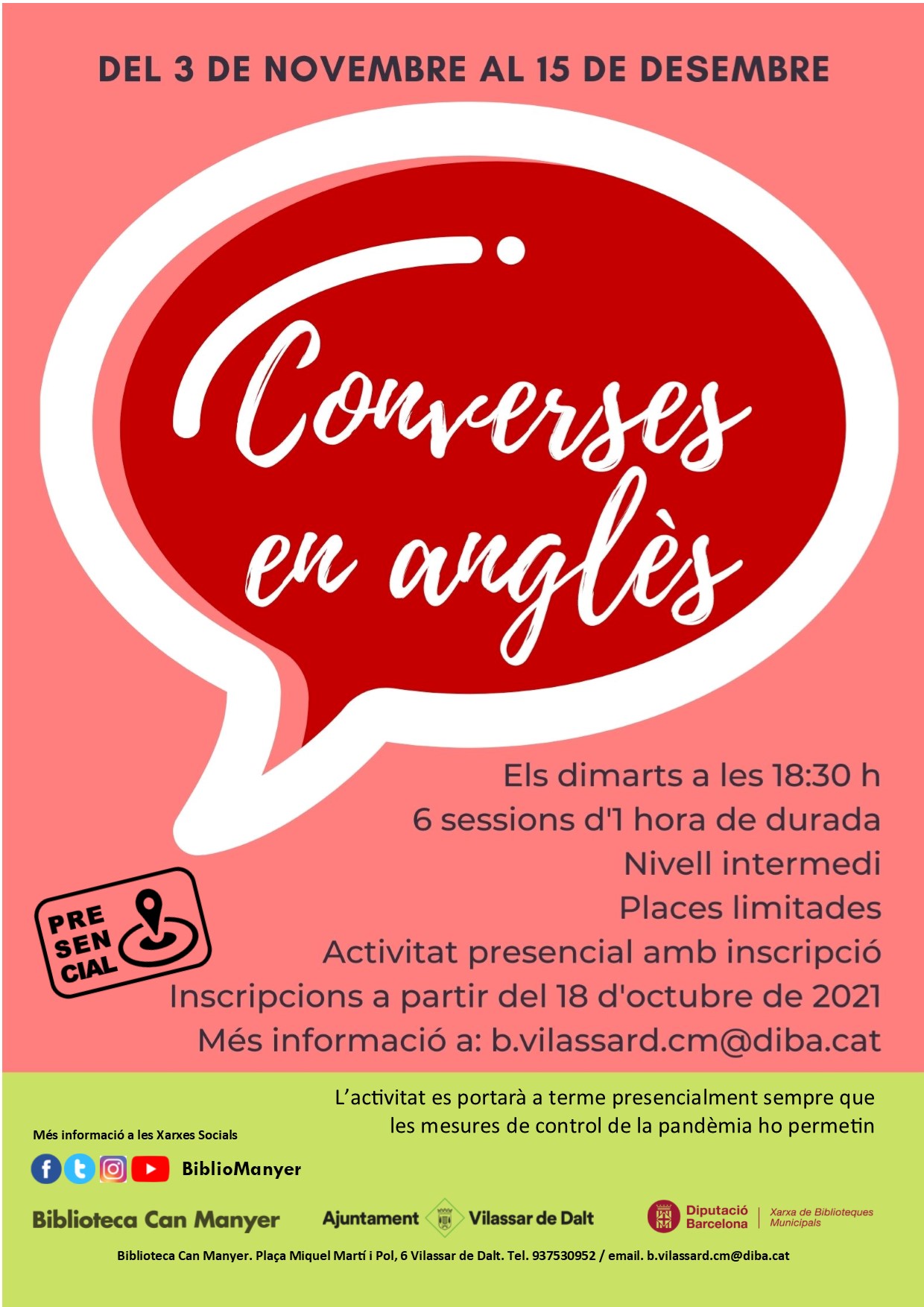 Converses en anglès. Obertura d'inscripcions