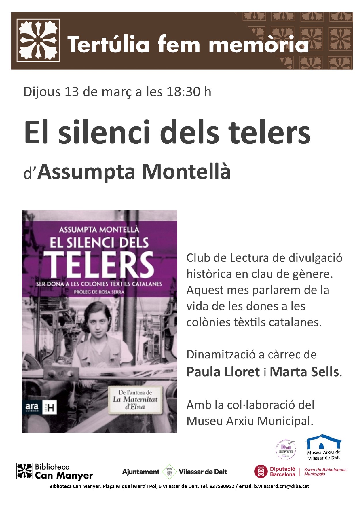 Tertúlia Fem memòria. 'El silenci dels telers'