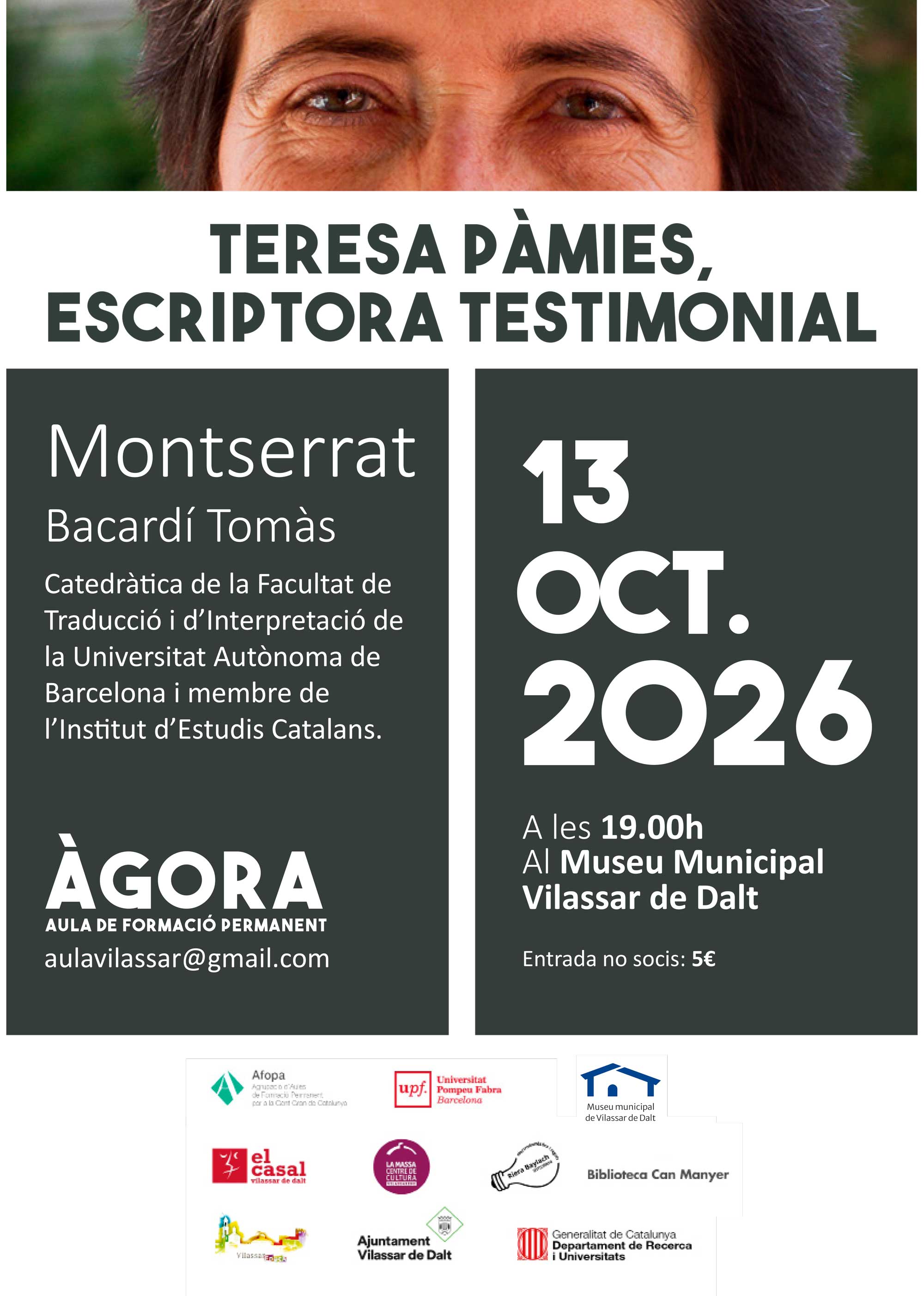 &Agrave;gora Vilassar: 'Teresa P&agrave;mies, escriptora testimonial'