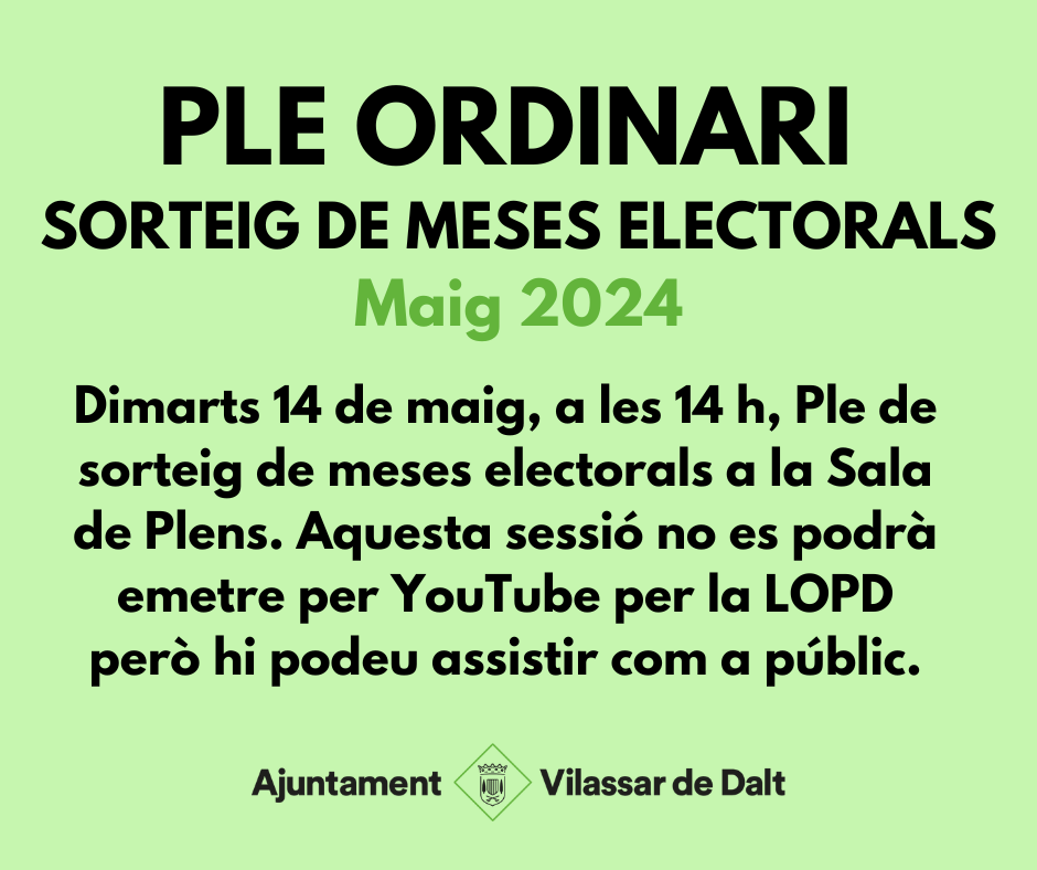 Ple de sorteig de meses electorals