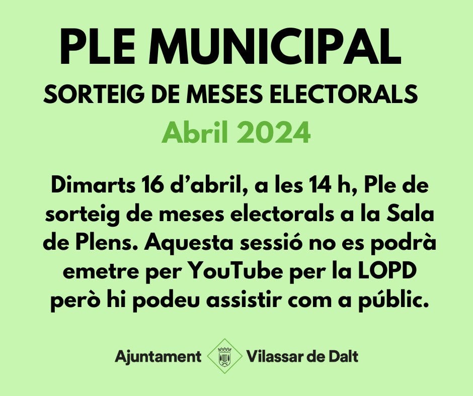 Ple de sorteig de meses electorals