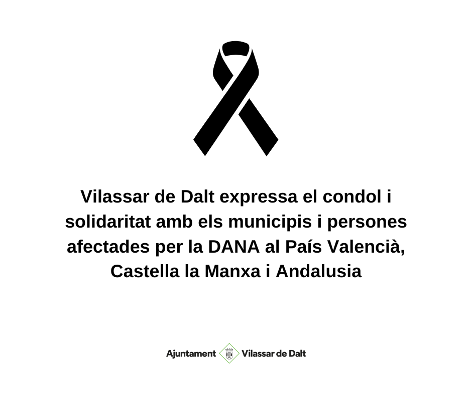 Condol i solidaritat de l'Ajuntament de Vilassar amb els municipis i persones afectades per la DANA